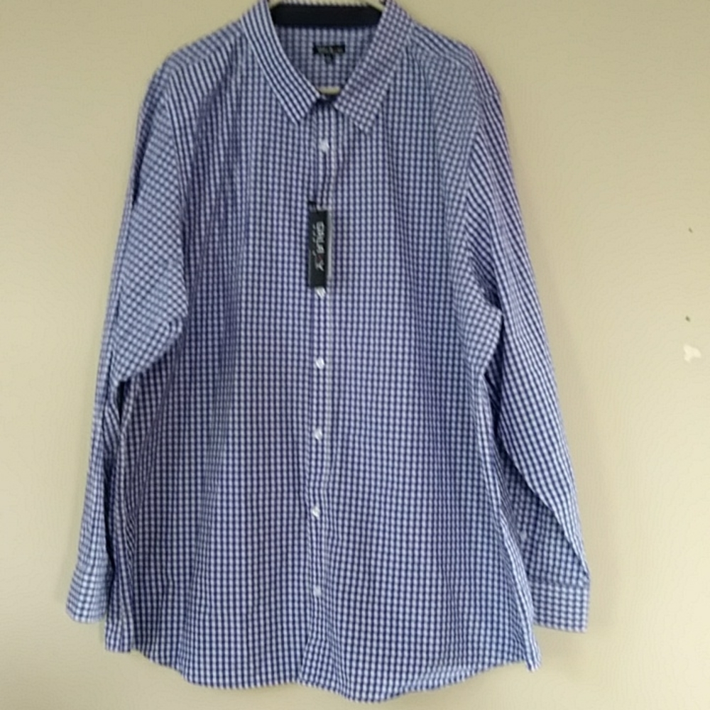New Galaxy by Harvic Slim Fit Checkered Button Down Shirt 4XL